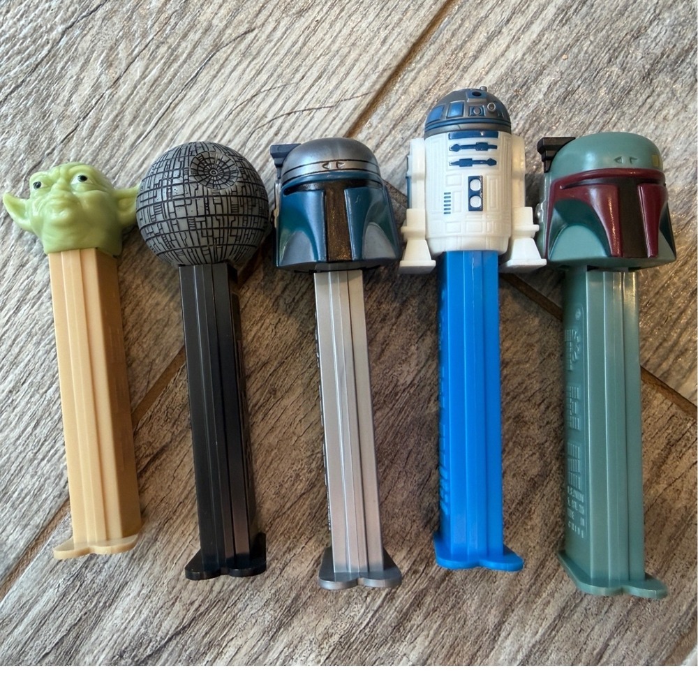 PEZ Star Wars Dispenser Lot 5 Yoda Death Star Boba Jango Fett R2D2 candy Y2K
